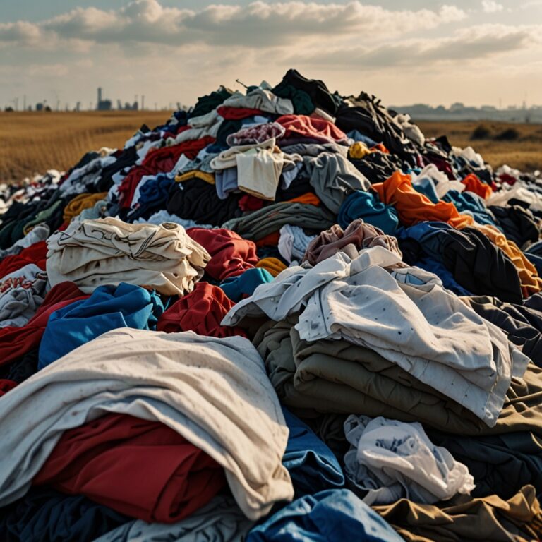 a pile of clothing in a landfill